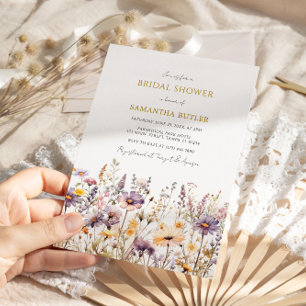 Invitación Flores salvajes púrpura ducha de novia
