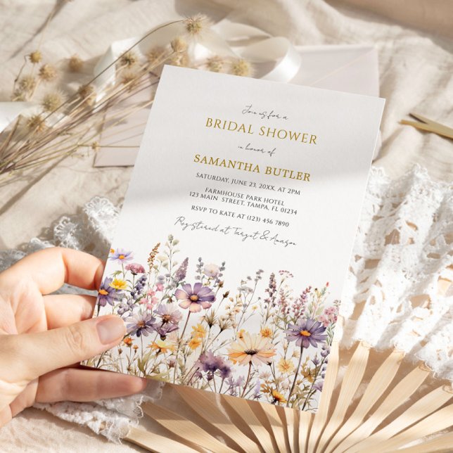 Invitación Flores salvajes púrpura ducha de novia (Subido por el creador)