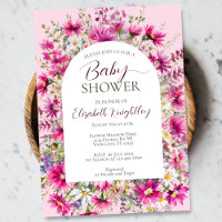 Flores salvajes rosa brillante Floral Boho Baby Sh