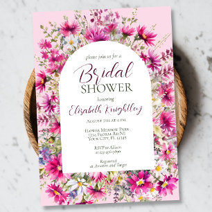 Invitación Flores salvajes rosa brillante Floral Boho Bridal 