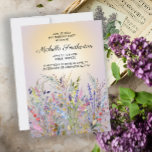 Invitación Flores salvajes rosadas moradas amarillas 50 cumpl<br><div class="desc">Elegante y artística 50 cumpleaños invitación para mujeres con coloridas flores silvestres color rosa, púrpura y amarillo acuarela y follaje sobre un suave fondo de color morado. Hermosa invitación de estilo rústico. Contáctame para obtener ayuda con la personalización o para solicitar la correspondencia o coordinación de los productos de Zazzle....</div>