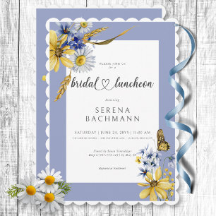 Invitación Flores salvajes rusticas azules y amarillas Nocheb