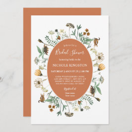 Invitación Flores salvajes rusticas otoñales ducha de novias