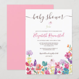 Invitación Flores salvajes secas prensadas de verano ducha de
