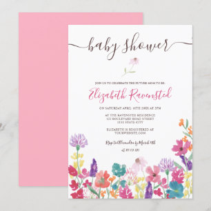 Invitación Flores salvajes secas prensadas de verano ducha de