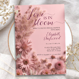 Invitación Flores salvajes secas rosadas Rubor Ducha de novia