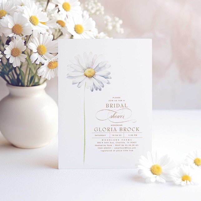 Invitación Flores salvajes Tema Flor de margarita blanca Duch (Wildflowers Themed Daisy Inspired Bridal Shower Invitations)
