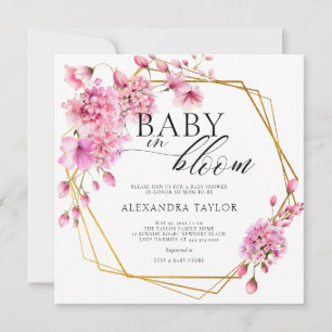 Invitación Flores salvajes Terrario dorado Niña Rosa Ducha