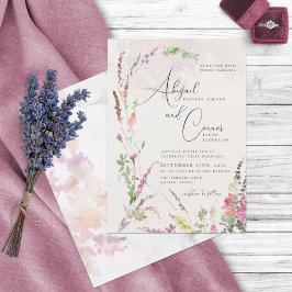 Invitación Flores salvajes vibrantes amarillo violeta rosado