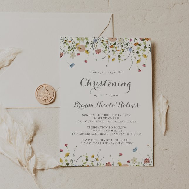 Invitación Flores salvajes y denuestas coloridas cristianizan (Subido por el creador)