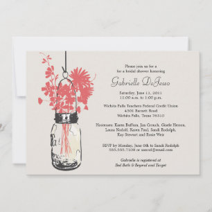 Invitación Flores salvajes y ducha de novia Mason Jar
