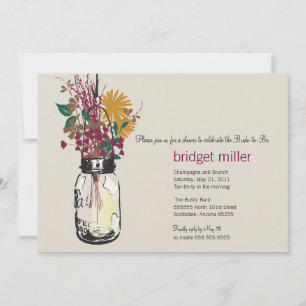 Invitación Flores salvajes y ducha de novia Mason Jar