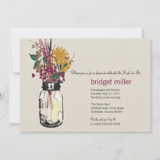Invitación Flores salvajes y ducha de novia Mason Jar