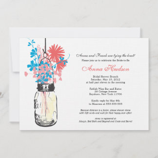 Invitación Flores salvajes y ducha de novia Mason Jar