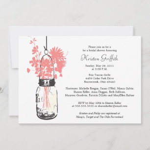 Invitación Flores salvajes y ducha de novia Mason Jar