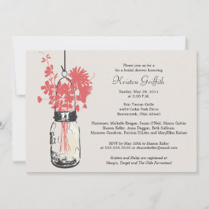 Invitación Flores salvajes y ducha de novia Mason Jar