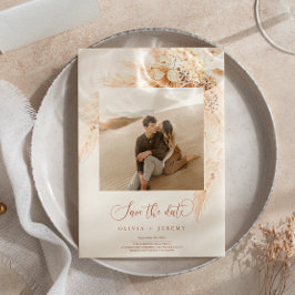 Invitación Flores secas bohemias y foto de gramaje pampas