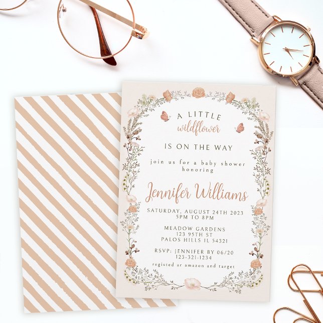 Invitación Flores secas flor silvestre caída chica ducha de b (Subido por el creador)