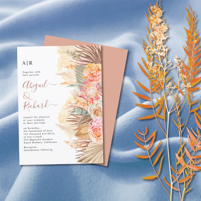 Invitación Flores secas, pampas y boda de hojas de palma (Subido por el creador)
