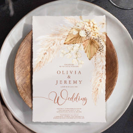 Invitación Flores secas y pampas Boho Terracotta