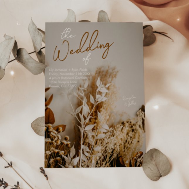 Invitación Flores secas y rusticas de Boho moderno (Subido por el creador)