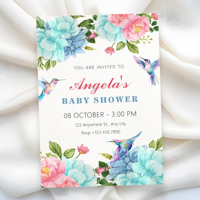 Invitación Flores shower de pajarito bebé (Subido por el creador)