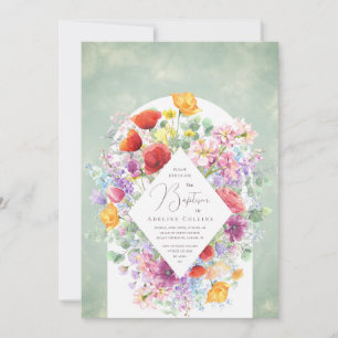 Invitación Flores silvestres abundantes Baptismo acuático sua
