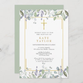 Invitación Flores silvestres acuarela Bautismo floral Cristia