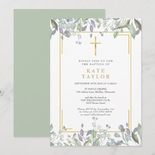 Invitación Flores silvestres acuarela Bautismo floral Cristia