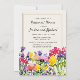 Invitación Flores silvestres acuarela púrpura Cena de ensayo