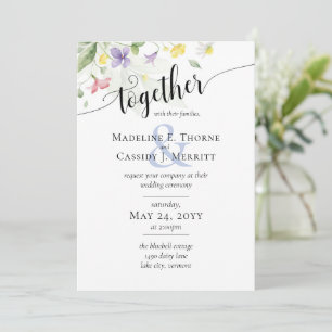 Invitación Flores silvestres acuarela simple elegante boda bo