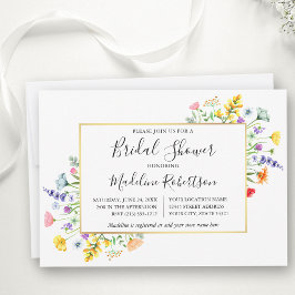 Invitación Flores silvestres acuáticas caligrafía ducha de no