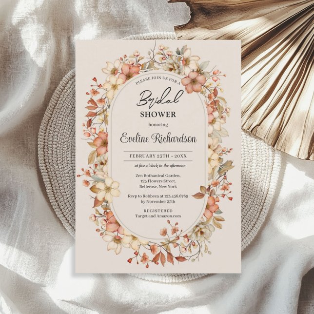 Invitación Flores silvestres acuáticas de moda arco de boho (Trendy watercolor wildflowers boho arch invitation)