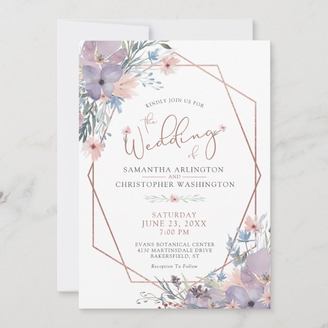 Invitación Flores silvestres acuáticas Flores silvestres Boda (Anverso)