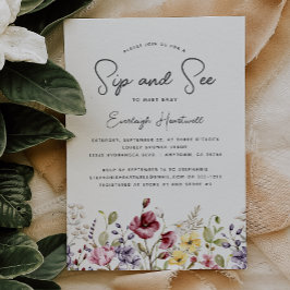 Invitación Flores silvestres acuáticas Sip y See Baby Shower
