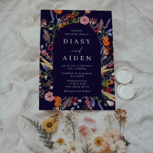 Invitación Flores silvestres acuáticas y Boda de la Marina