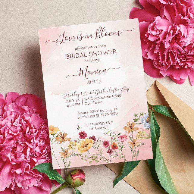 Invitación Flores silvestres adoran en flor modelo de ducha d (Subido por el creador)