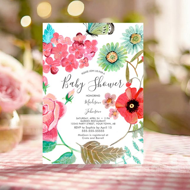 Invitación Flores Silvestres Amapola | Shower de Bebé | Invit (Wildflower Garden Baby Shower Floral Party Invites)