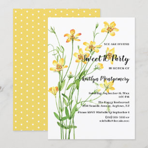 Invitación Flores silvestres amarillas dulce fiesta de cumple