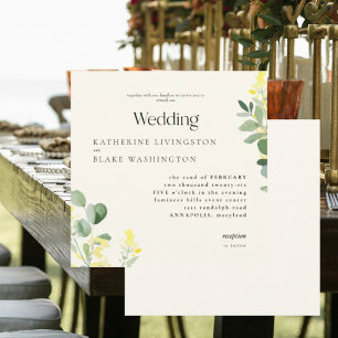 Invitación Flores Silvestres Amarillas Eucalipto Boda II