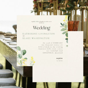 Invitación Flores Silvestres Amarillas Eucalipto Boda III en