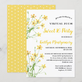 Invitación Flores silvestres amarillas fiesta de cumpleaños v