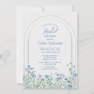 Invitación Flores silvestres azul color de agua trendy boho a