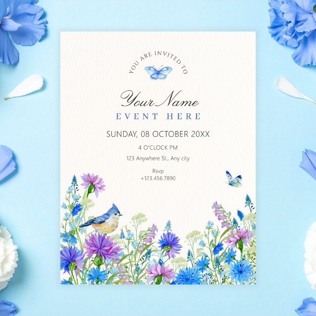 Invitación Flores silvestres azules (Subido por el creador)