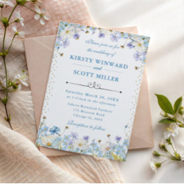 Invitación Flores Silvestres Azules Blancas No Me Olvides Bod