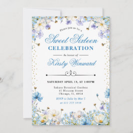Invitación Flores Silvestres Azules y Blancas Nomeolvides Cum