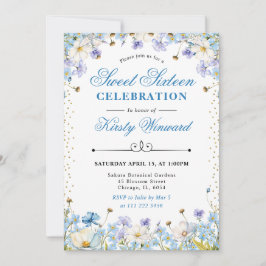 Invitación Flores Silvestres Azules y Blancas Nomeolvides Cum