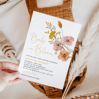 Invitación Flores silvestres Baby Shower, bebé en flor