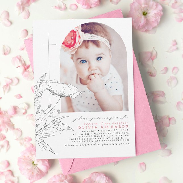 Invitación Flores silvestres bautismo dibujado a mano foto de (Subido por el creador)