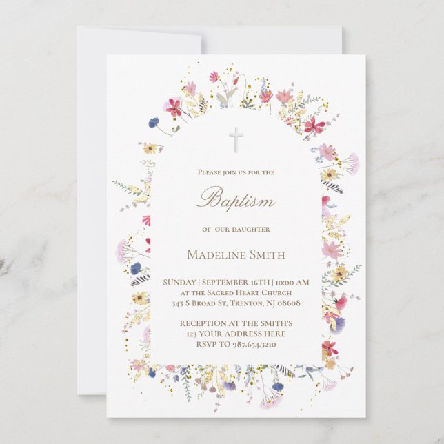 Invitación Flores silvestres bautistas (Anverso)
